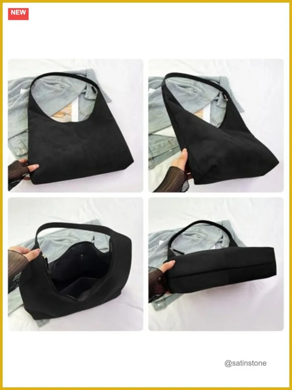 Faux Suede Slouchy Hobo Bag Large Tote Shoulder Handbag Women Work Travel